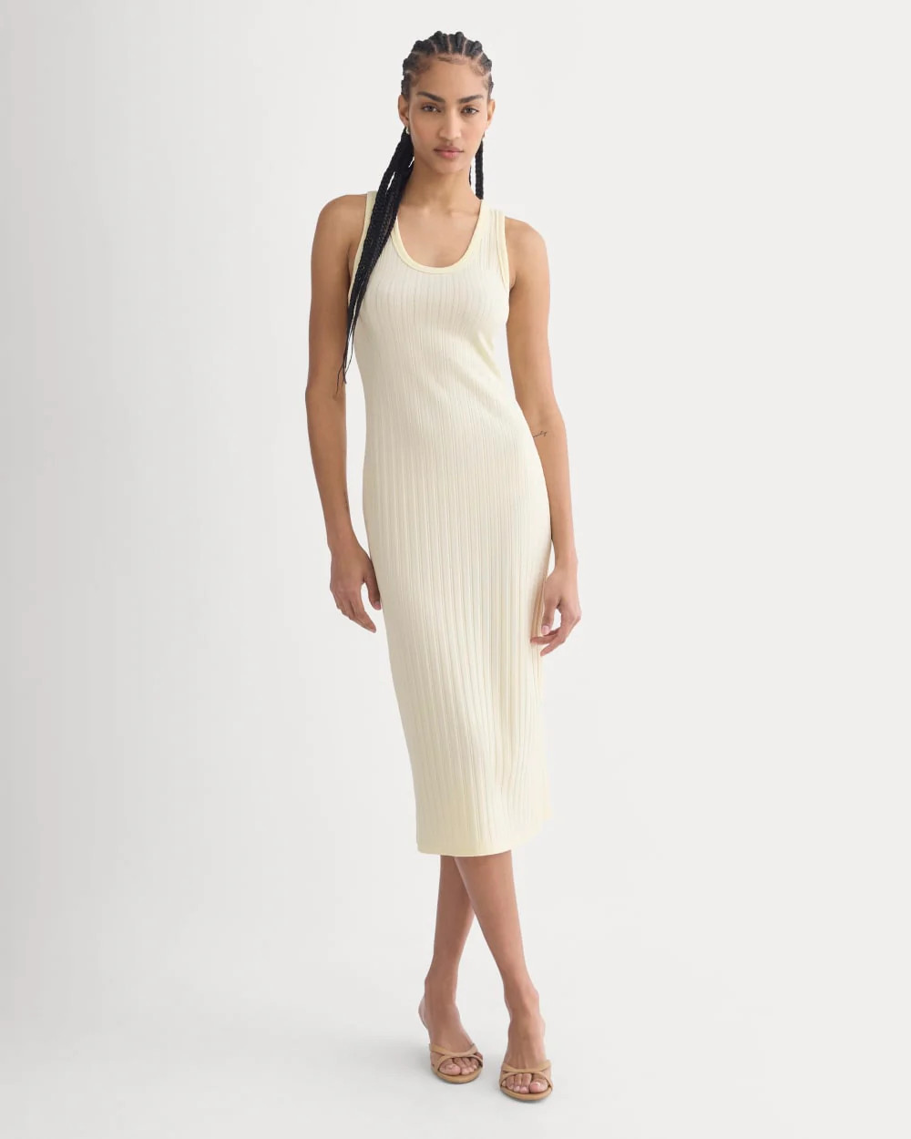 Scoop-Neck Midi Dress in Pointelle Knit | Lemon Icing | Everlane