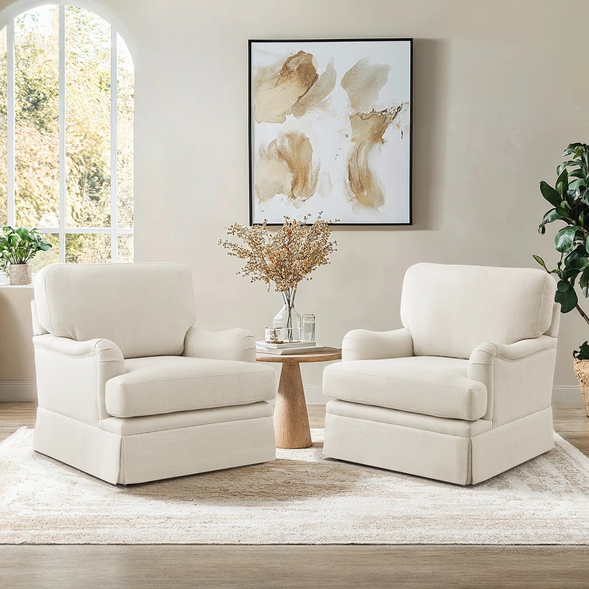 32.7'' Skirted Swivel Accent Arm Chair For Living Room, Bedroom  (Set of 2) | Wayfair North America