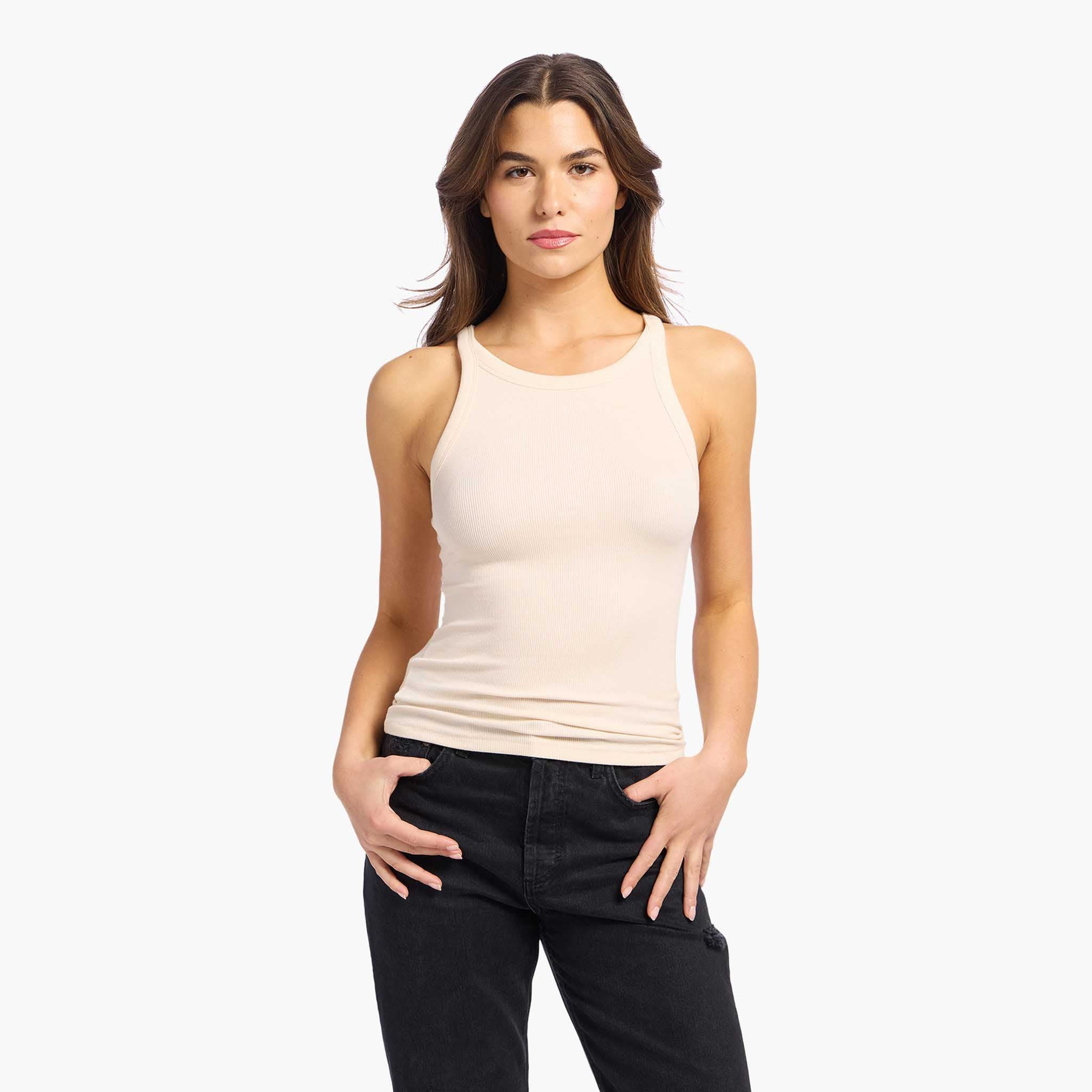 Slinky Rib Racer Tank | Navy | Nuuds US