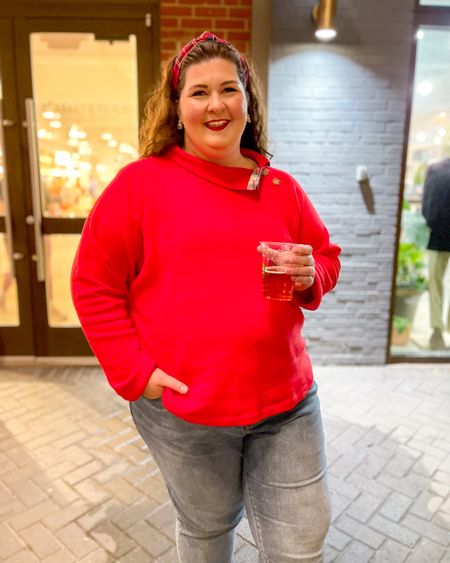 Holiday Market plus size OOTD! This J. Crew Factory sweater is so soft and cozy and has the cutest bit of plaid! Wearing a 3X. 

#LTKHoliday #LTKSeasonal #LTKplussize