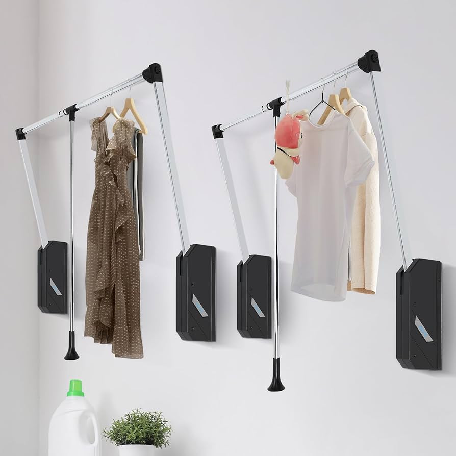 Pull Down Closet Rod 2 Pack, 60 lbs Load Capacity, Stainless Steel Adjustable 26-35 inches Soft-C... | Amazon (US)