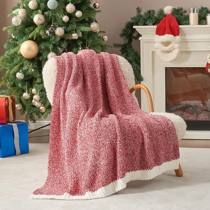 Snuggle Sac Red Throw Blanket for Couch, Super Soft Warm Christmas Red Blankets Cozy Knit Fuzzy P... | Amazon (US)