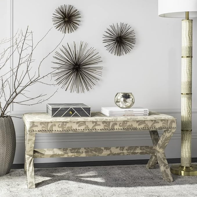 Safavieh Mercer Collection Melanie Bench, Taupe and Beige | Amazon (US)