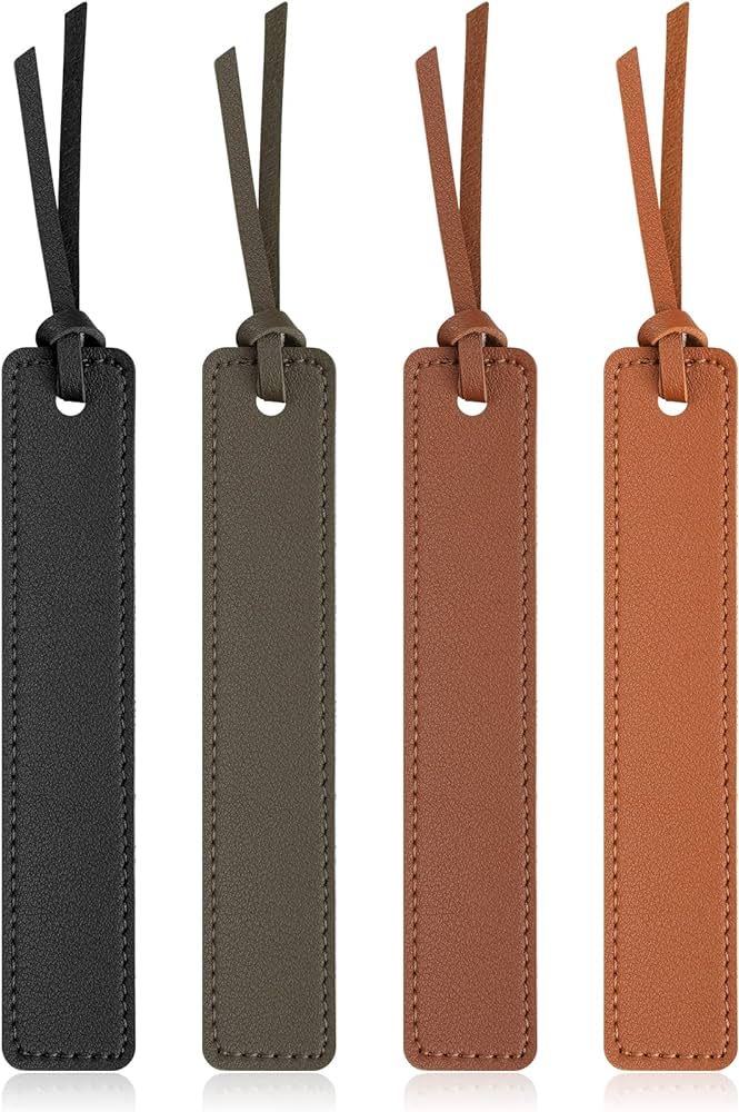 4 Pcs Leather Bookmark, Classic Stitched Bookmark, Bookmarks with Leather Rope, Page Markers Read... | Amazon (US)