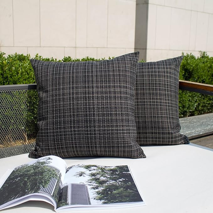 Kevin Textile Pack of 2 Decorative Outdoor Waterproof Throw Pillow Covers Stripe Square Pillowcas... | Amazon (US)