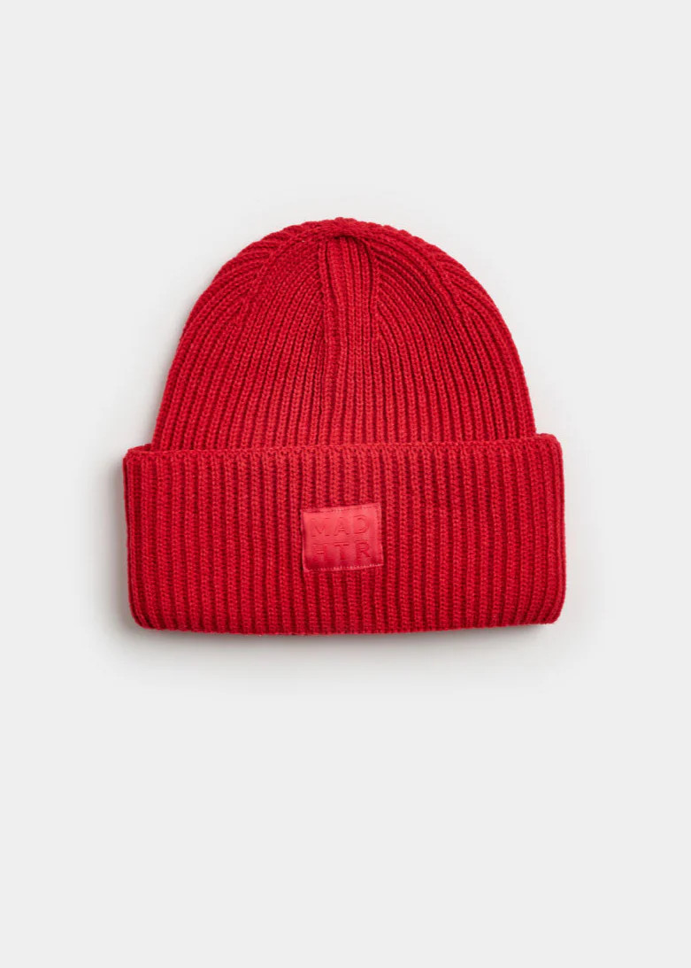 Adult Mad Hatter Ribbed Knit Beanie - Lipstick Red | Alice & Wonder
