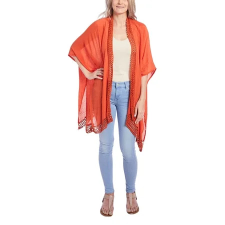 Red Beach Cover-ups Lace Kimono Dress for Women Casual Summer Swimsuit Cover Up Online by Oussum | Walmart (US)