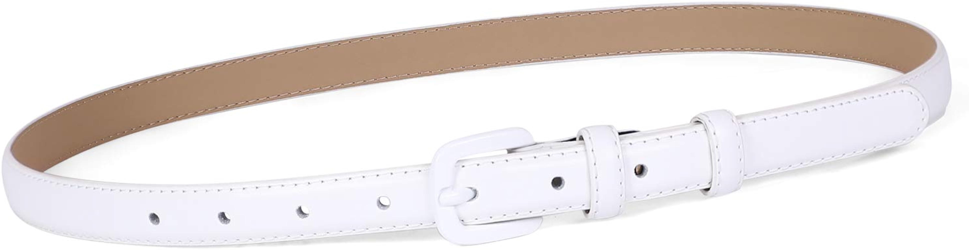 WHIPPY Women Skinny Leather Belt Thin Waist Jeans Belt for Pants in Pin Buckle Belt | Amazon (US)