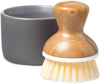 Full Circle Bubbly Palm Brush & Ceramic Soap Dispenser, Gray | Amazon (US)