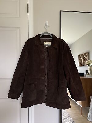 Eddie Bauer Seattle Suede Brown Button Washable Leather Jacket - Size Large  | eBay | eBay US