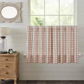 VHC BRANDS Annie Buffalo Check 36 in. W x 36 in. L Farmhouse Tier Window Panel in Portabella Soft... | The Home Depot