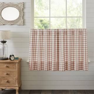 VHC BRANDS Annie Buffalo Check 36 in. W x 36 in. L Farmhouse Tier Window Panel in Portabella Soft... | The Home Depot