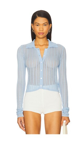 MORE TO COME Fosca Button Up Sweater in Baby Blue. - size M | Revolve Clothing (Global)
