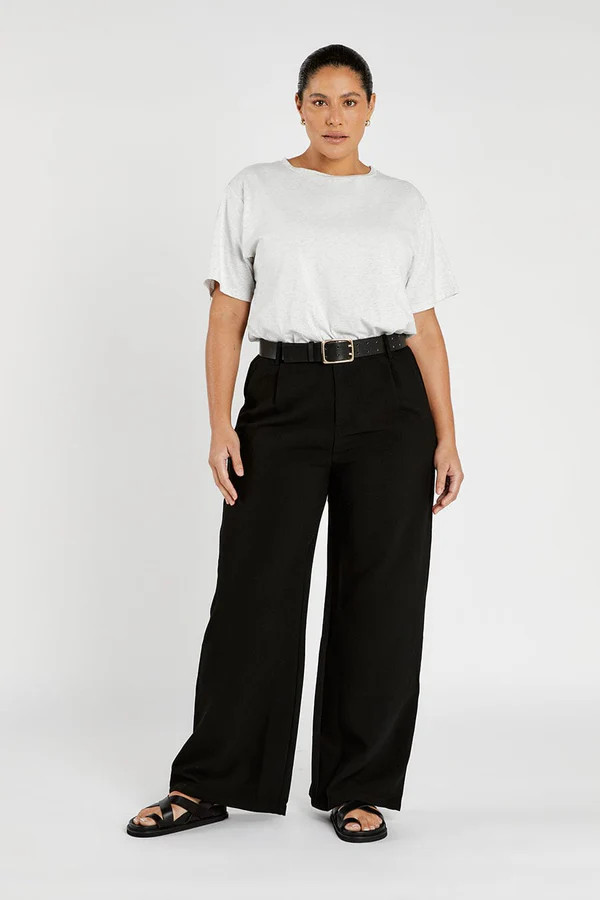 CHARLOTTE GREY MARLE CREW NECK TEE | DISSH