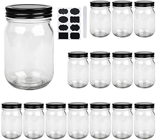 16 oz Glass Jars With Lids,QAPPDA Wide Mouth Ball Mason Jars,Glass Storage Jars For Food,Canning Jar | Amazon (US)