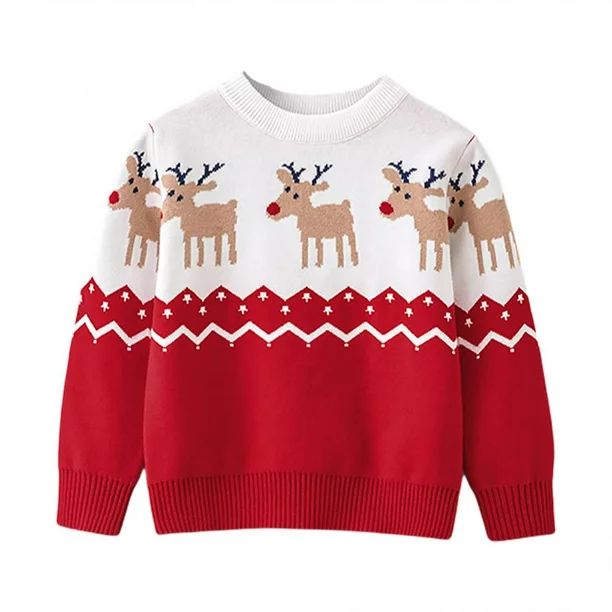 Baby Boys Girls Knit Sweater Toddler Christmas Sweater Casual Pullover Winter Clothes 2-7T,Red - ... | Walmart (US)