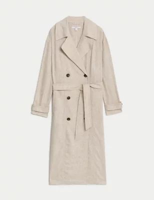Linen Blend Longline Trench Coat | M&S Collection | M&S | Marks & Spencer IE