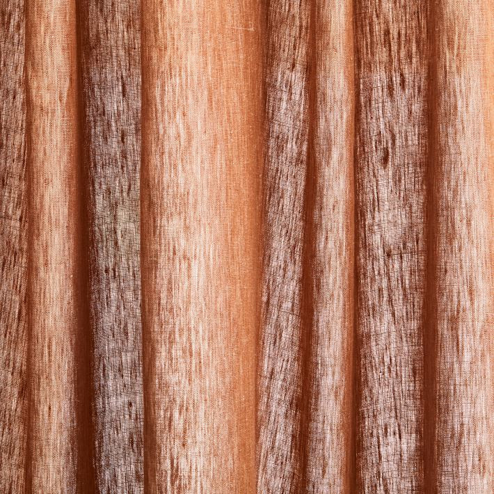 European Flax Linen Melange Curtain - Terracotta | West Elm (US)