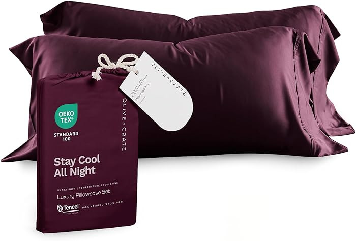 Olive + Crate Tencel - Fundas de almohada de eucalipto 100% Tencel Lyocell para personas que duer... | Amazon (US)