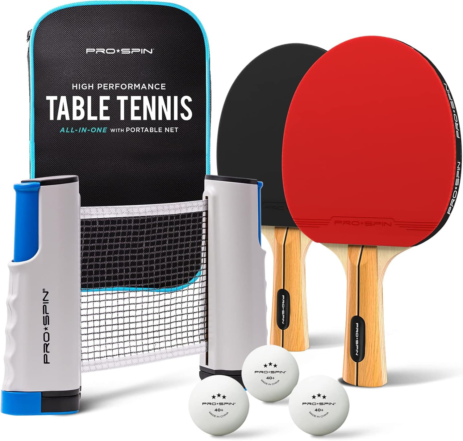 PRO-SPIN All-in-One Portable Ping Pong Paddles Set | Table Tennis Set with Retractable Ping Pong ... | Amazon (US)