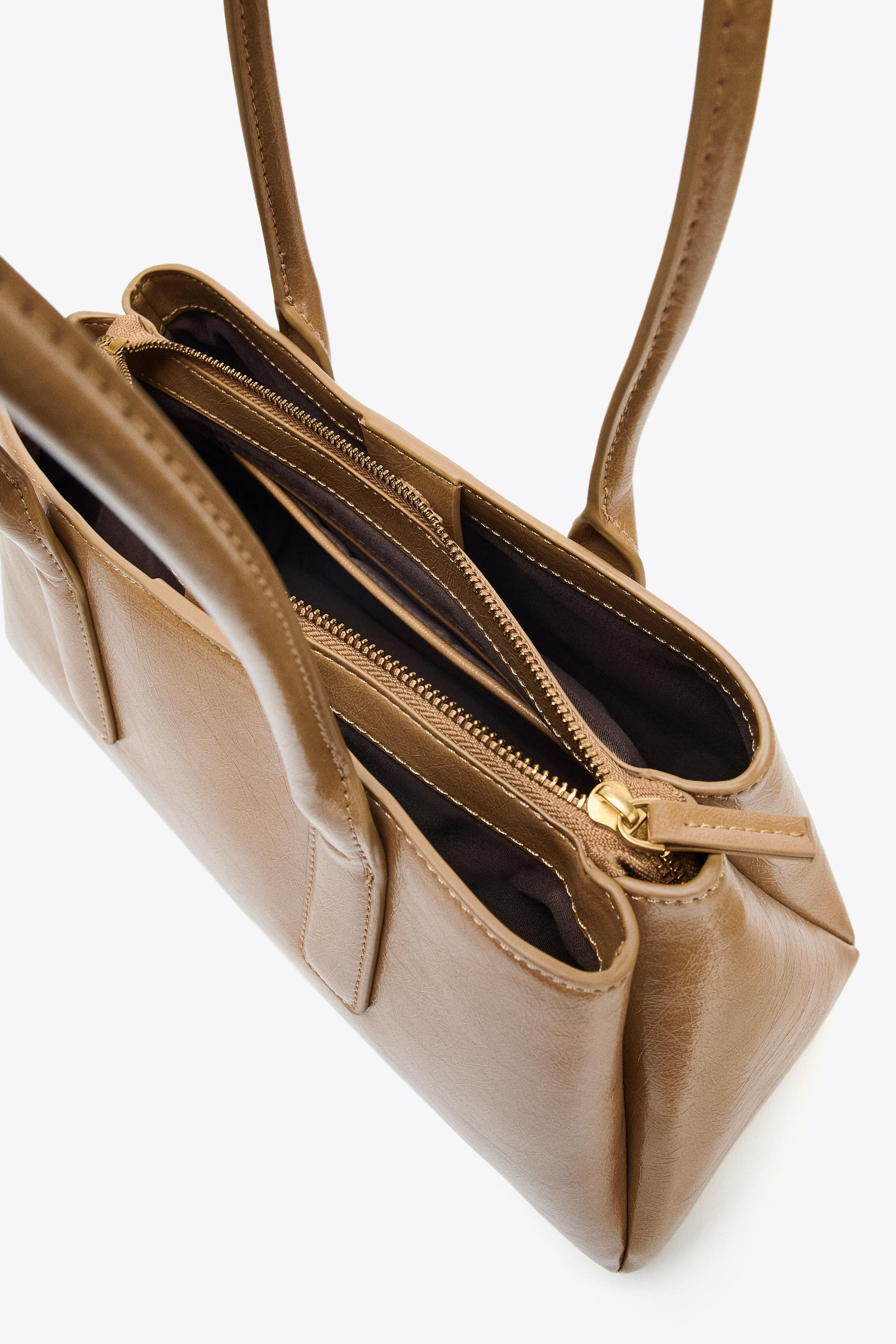 CRACKLE-EFFECT CITY BAG | Zara US