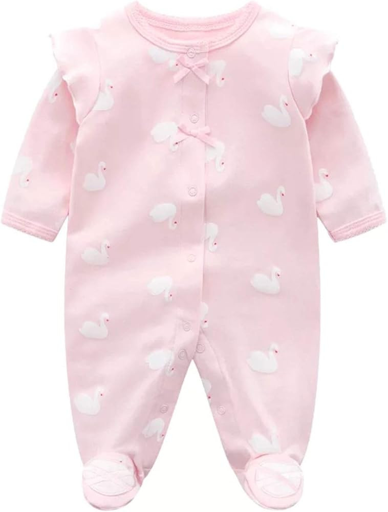Baby One Piece Romper Soft Cotton Sleepwear Footed Jumpsuit for 0-12 Month Infant | Amazon (US)