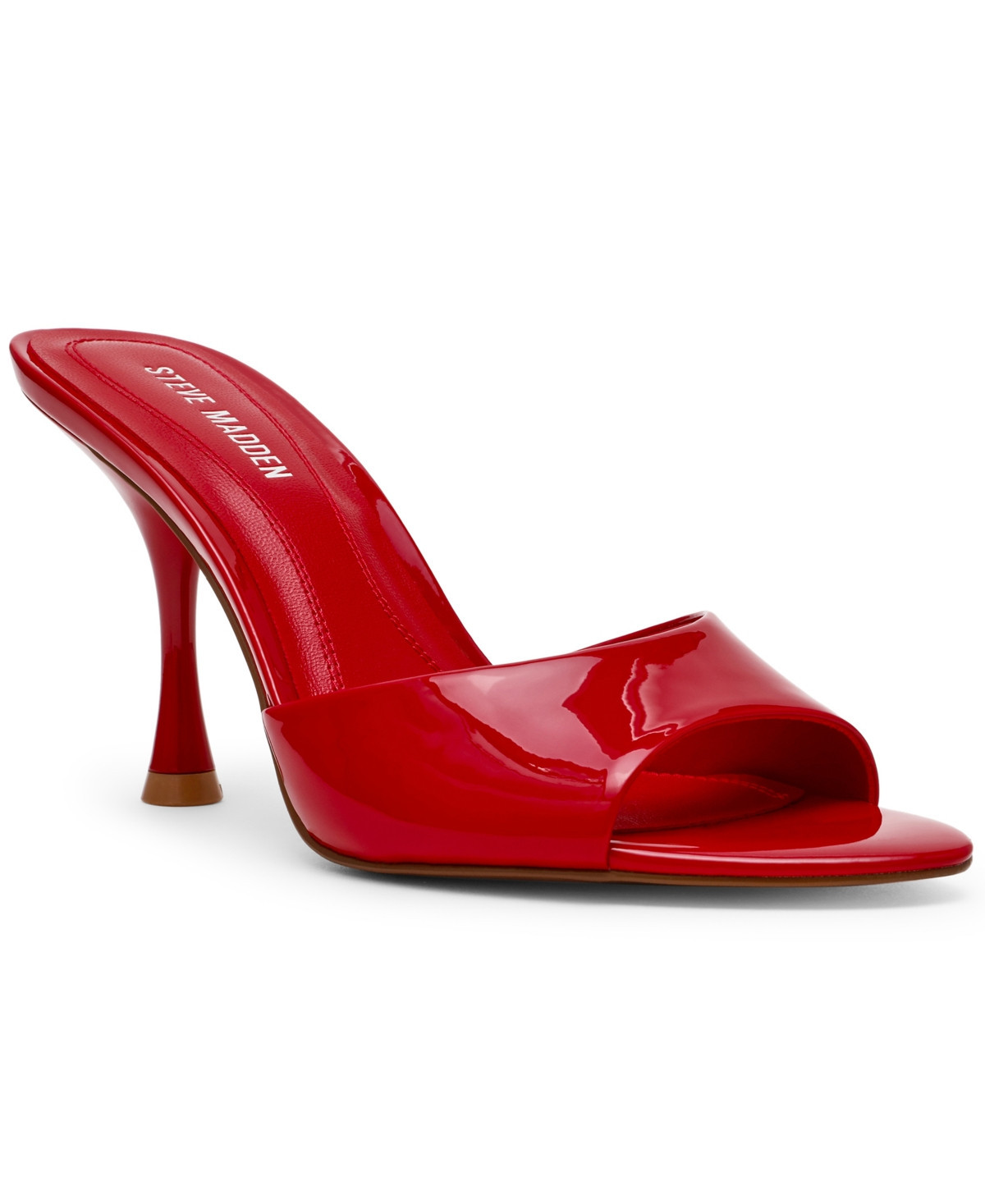 Steve Madden Women's Santi High-Heel Round Toe Dress Sandals - Dark Red Patent | Macy's