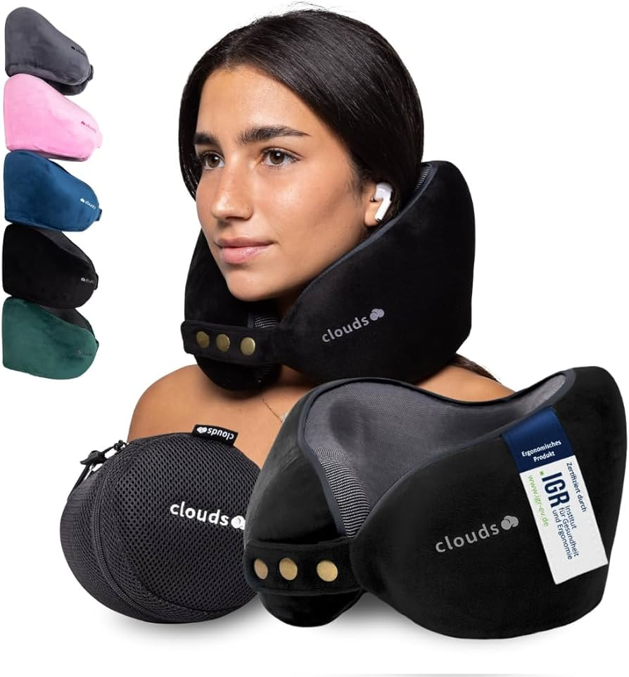 CLOUDS Nackenkissen Flugzeug & Auto \u2013 Einstellbares Memory Foam Reisekissen in 2 Gr\u00f6\u0... | Amazon (DE)