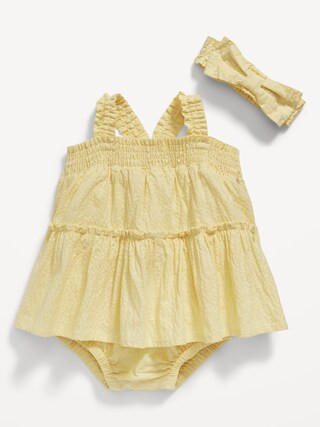 Sleeveless Smocked Bodysuit Dress and Headband Set for Baby | Old Navy (US)