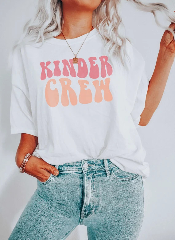 Kindergarten Teacher Shirt Comfort Colors Kindergarten Crew - Etsy | Etsy (US)