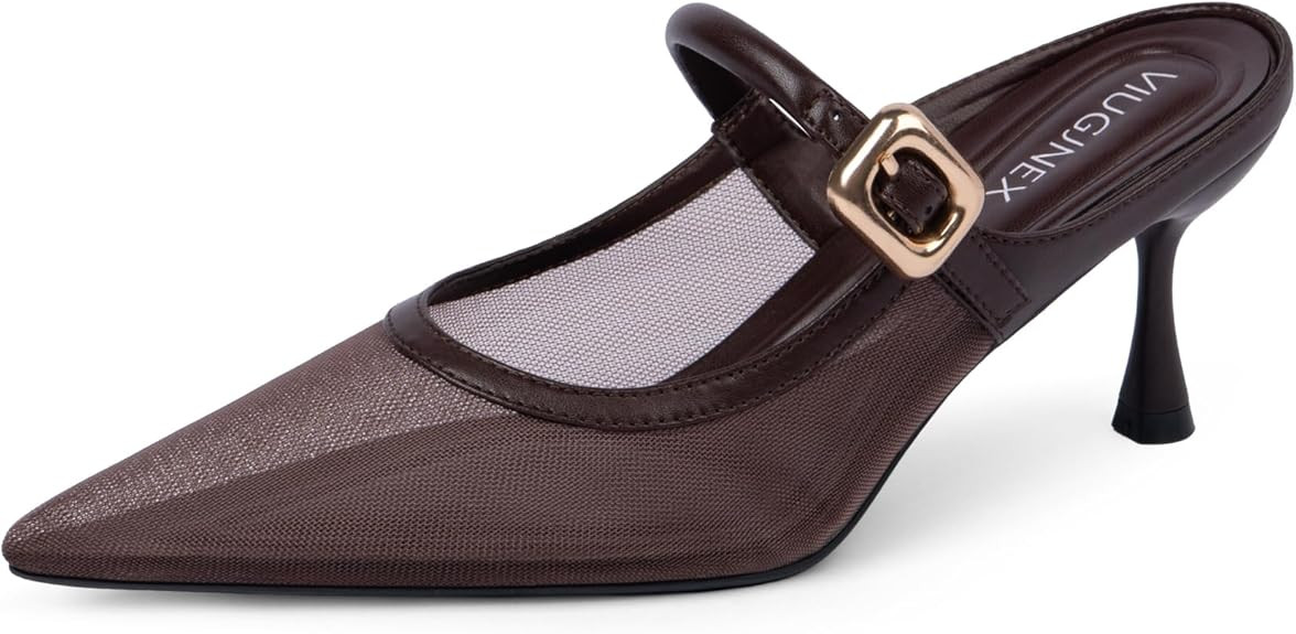 VIUGJNEX Women's Closed Toe Mule Heels – Pointed Toe, Open Back, 2.75" Stiletto Heeled Sandals,... | Amazon (US)