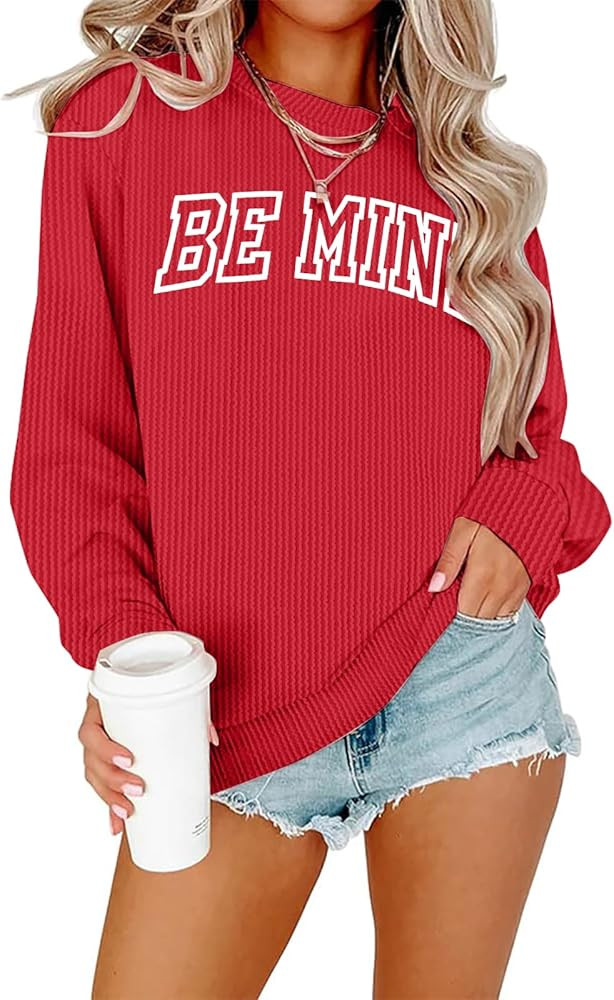 MNLYBABY Valentines Sweatshirt Women Valentine Shirt: Love Heart Shirts Casual Lightweight Long S... | Amazon (US)