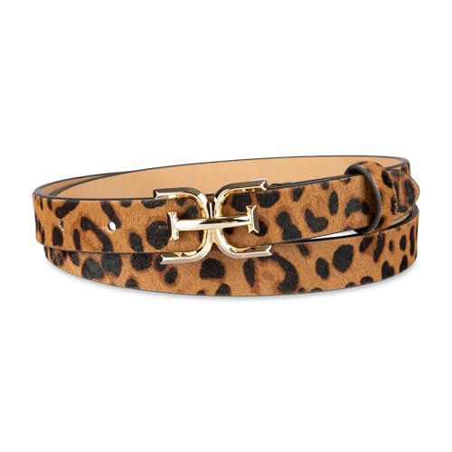Sam Edelman Women's Logo Plaque Sliding Loop Skinny Dress Belt, Leopard, Medium | Amazon (US)