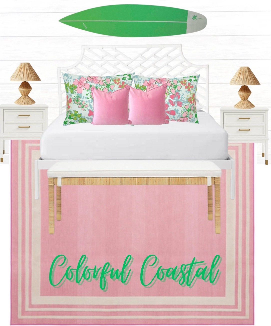 Pink + Green Surf and Floral Bedroom.

Colorful Coastal, coastal design, surf art

#LTKHome