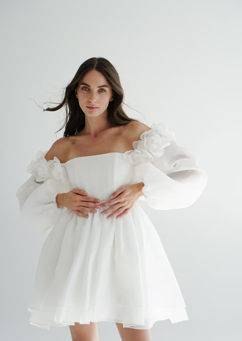 Ariel Dress, Short Wedding Dress, Elopement Dress, Reception Dress, Engagement Dress - Etsy | Etsy (US)