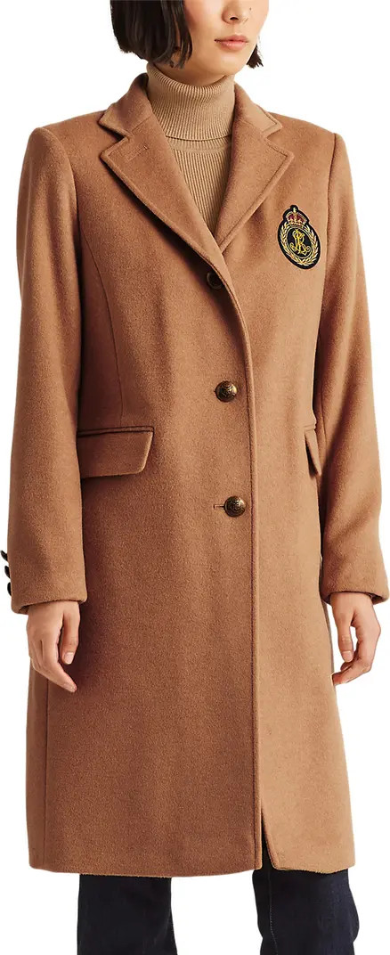 Lauren Ralph Lauren Logo Patch Wool Blend Jacket | Nordstrom | Nordstrom