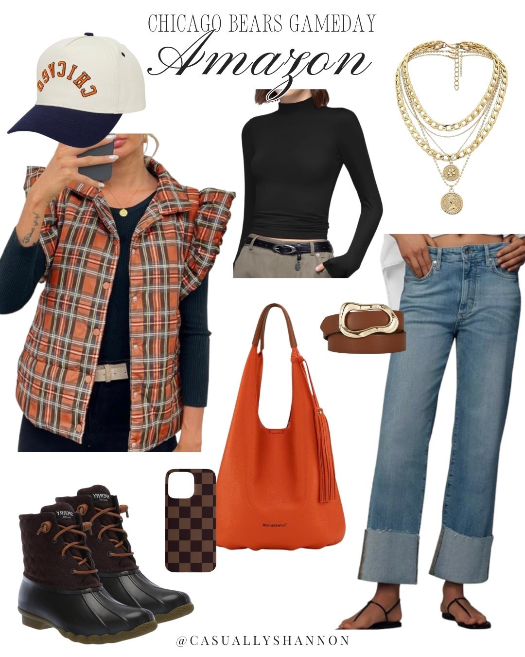 NFL Gameday outfit inspo continues with the Chicago Bears. What I love most about this series is that so many of these fashion items can also work for college Gameday! Just find an NFL team with your fav college colors and mix & match

All amazon fashion finds, women’s jeans, long sleeve layering shirt, high neck, best for fall, perfect fall boots, amazing jewelry, belt, phone case, neutral classic cute and trendy #LTKAmazonFashion #LTKAmazon #LTKFallFashion

#LTKFallSale #LTKSaleAlert #LTKStyleTip