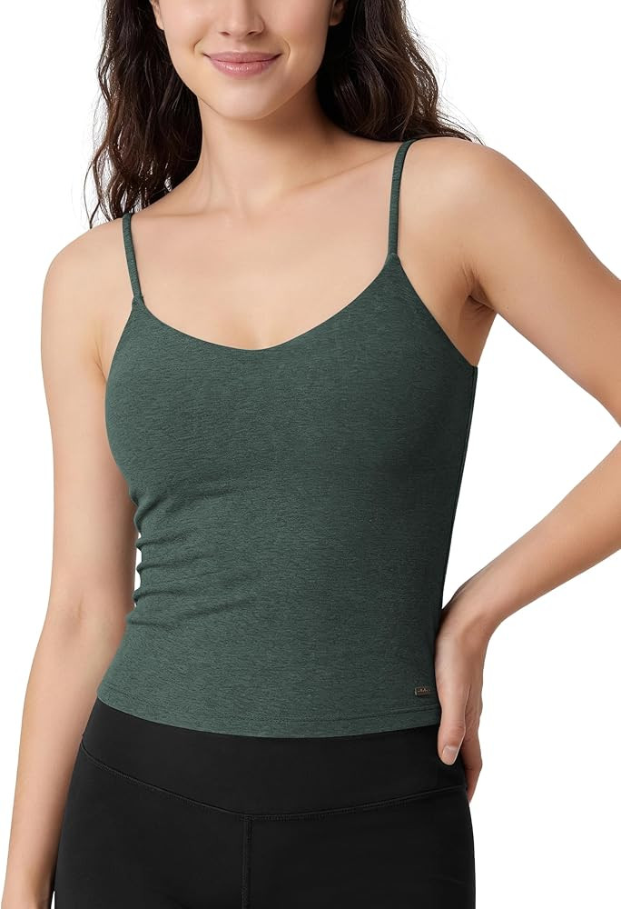 ODODOS Women's Cross-Back Crop Cami with Built-in Bra - Ultra Soft odSTRATUM Tech Performance Low... | Amazon (US)