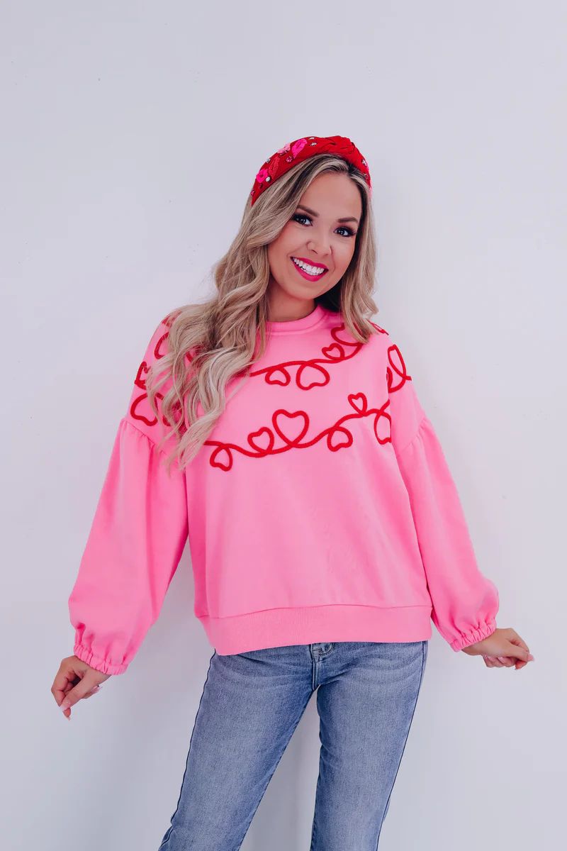 Lasso My Heart Embroidered Sweatshirt - Pink | Whiskey Darling Boutique