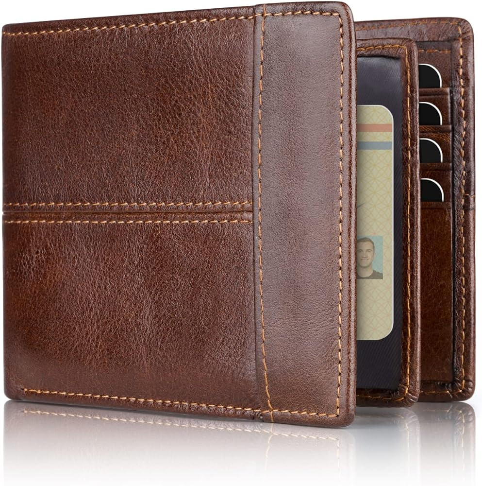 Swallowmall Mens Wallet Rfid Blocking Leather Wallet for Men Bifold Wallet Leather with 1 ID Wind... | Amazon (US)