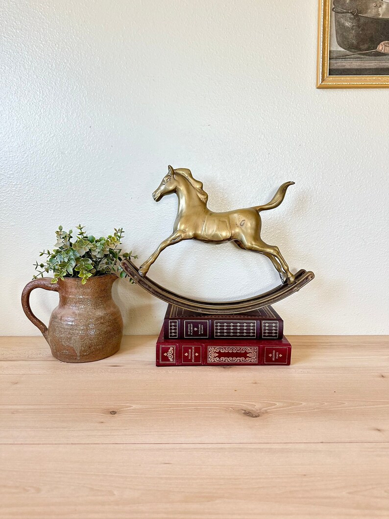 Vintage Large Brass Rocking Horse | Etsy (US)