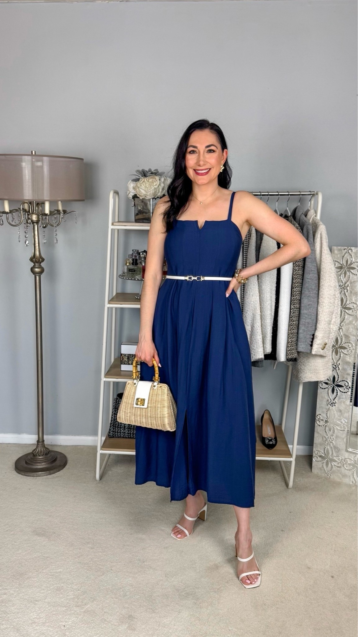Classy navy midi dress that’s currently 50% off💙

Wearing size small
White heeled sandals size 7, TTS

Summer dress 
Vacation dress 
4th of July dress
Happy hour outfit 
Date night outfit 
Mother’s Day outfit 
Memorial Day

#LTKSaleAlert #LTKSeasonal #LTKTravel