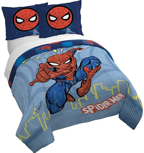 Jay Franco Kids Duvet Cover Set – 3 Piece Super Soft Bedding with Sham Pillowcase, Cover ONLY Comforter Not Included, Blue - Spiderman, Full | Amazon (US)