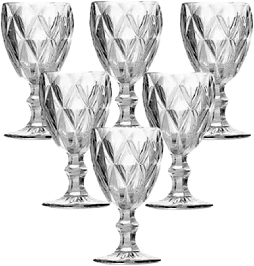 Jogo de 6 Taças de Vidro para Agua, Suco, Vinho e Drinks Diamond (Transparente, 260ml) | Amazon (BR)