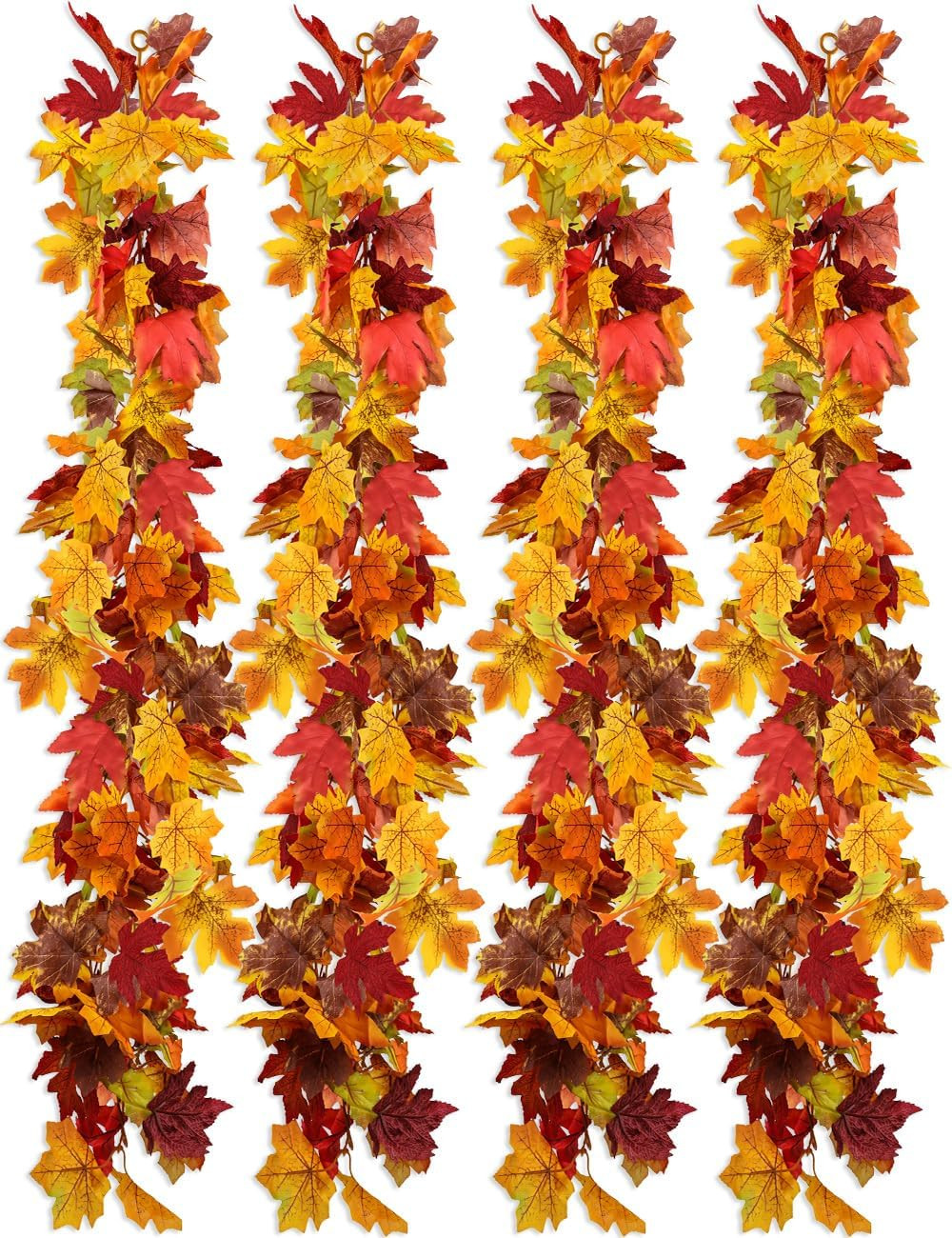WOHOHOHO 4 Pack Fall Garland Maple Leaf Decorations, 5.9 Ft 72 Leaves Each | Amazon (US)