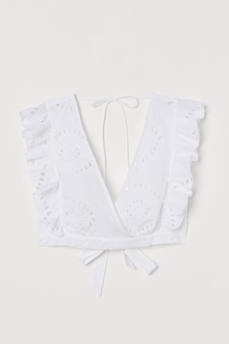 H & M - Eyelet Embroidery Beach Top - White | H&M (US + CA)
