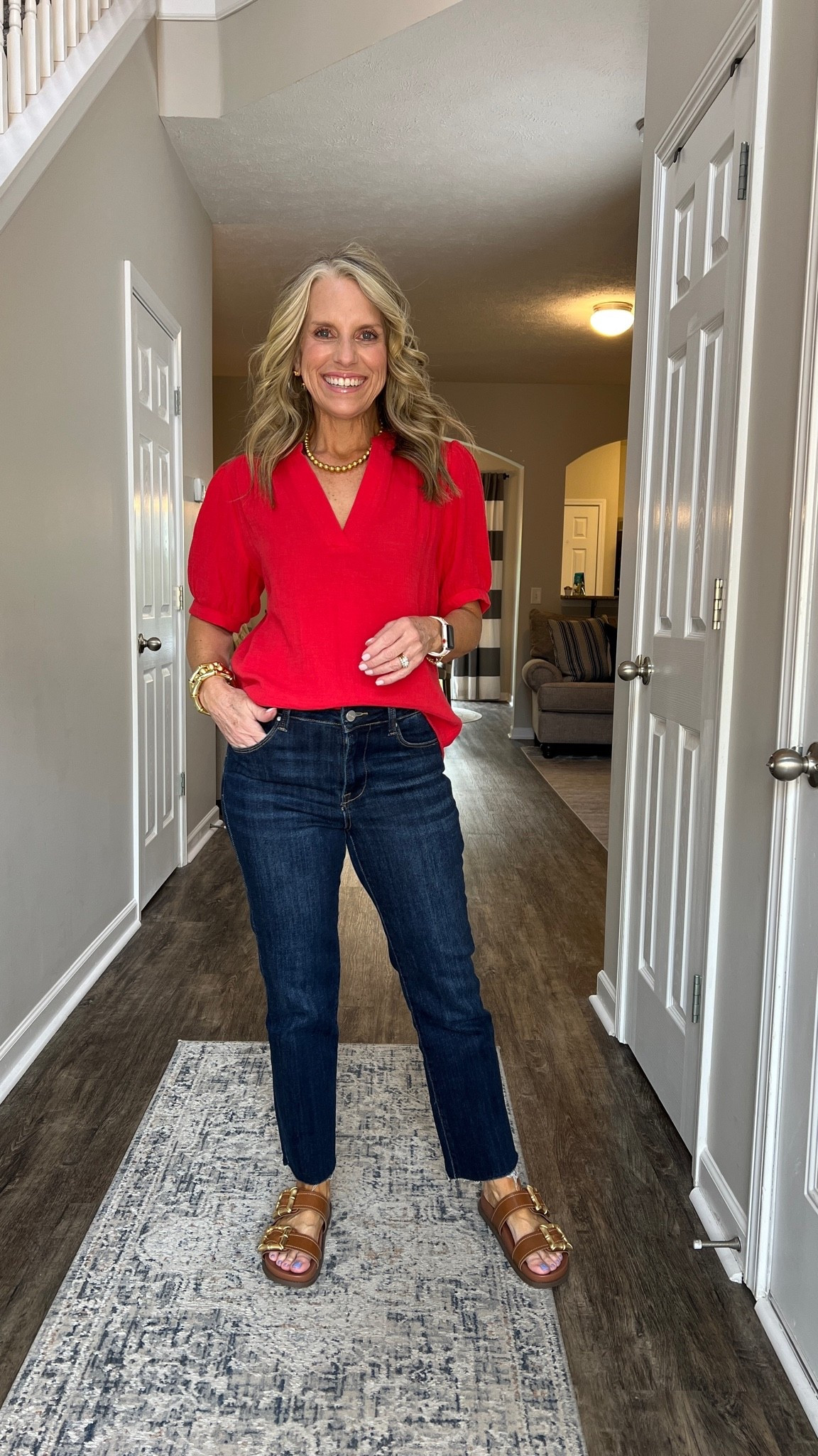 Two of my favorites! The Tammy too (s) and Becca jeans (27) If you haven’t started collecting the gauze Tammy tops, what are you waiting for?! Use code COAST15

#LTKootd #LTKgrwm #LTKOver40