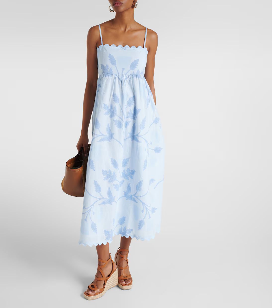 Scalloped floral cotton midi dress | Mytheresa (US/CA)