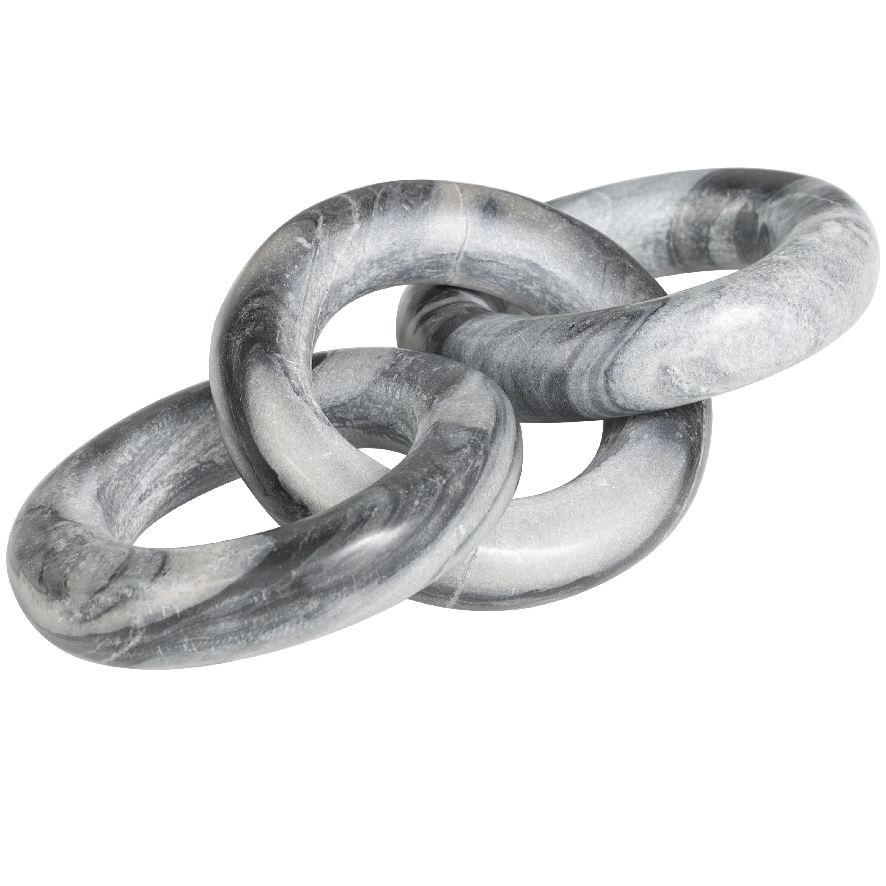 10" x 3" Black Marble Handmade Linked 3 Ring Chain Sculpture, by DecMode | Walmart (US)