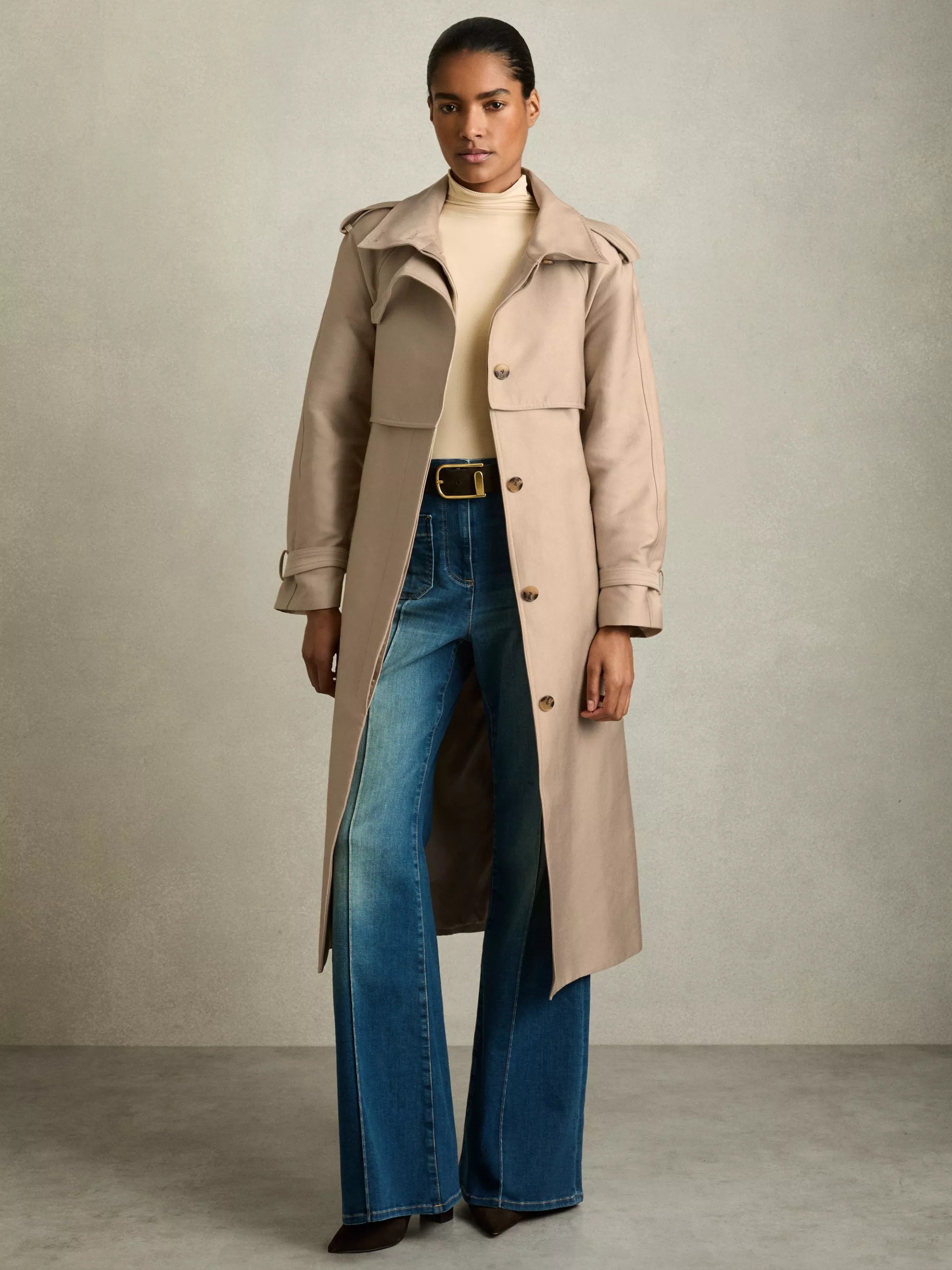 Reiss August Single Breasted Trench Coat, Neutral | John Lewis (UK)